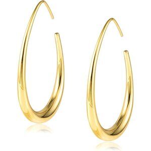 14K Gold Plated Lightweight Statement Large Oval Hoop Trendy Earrings for Women